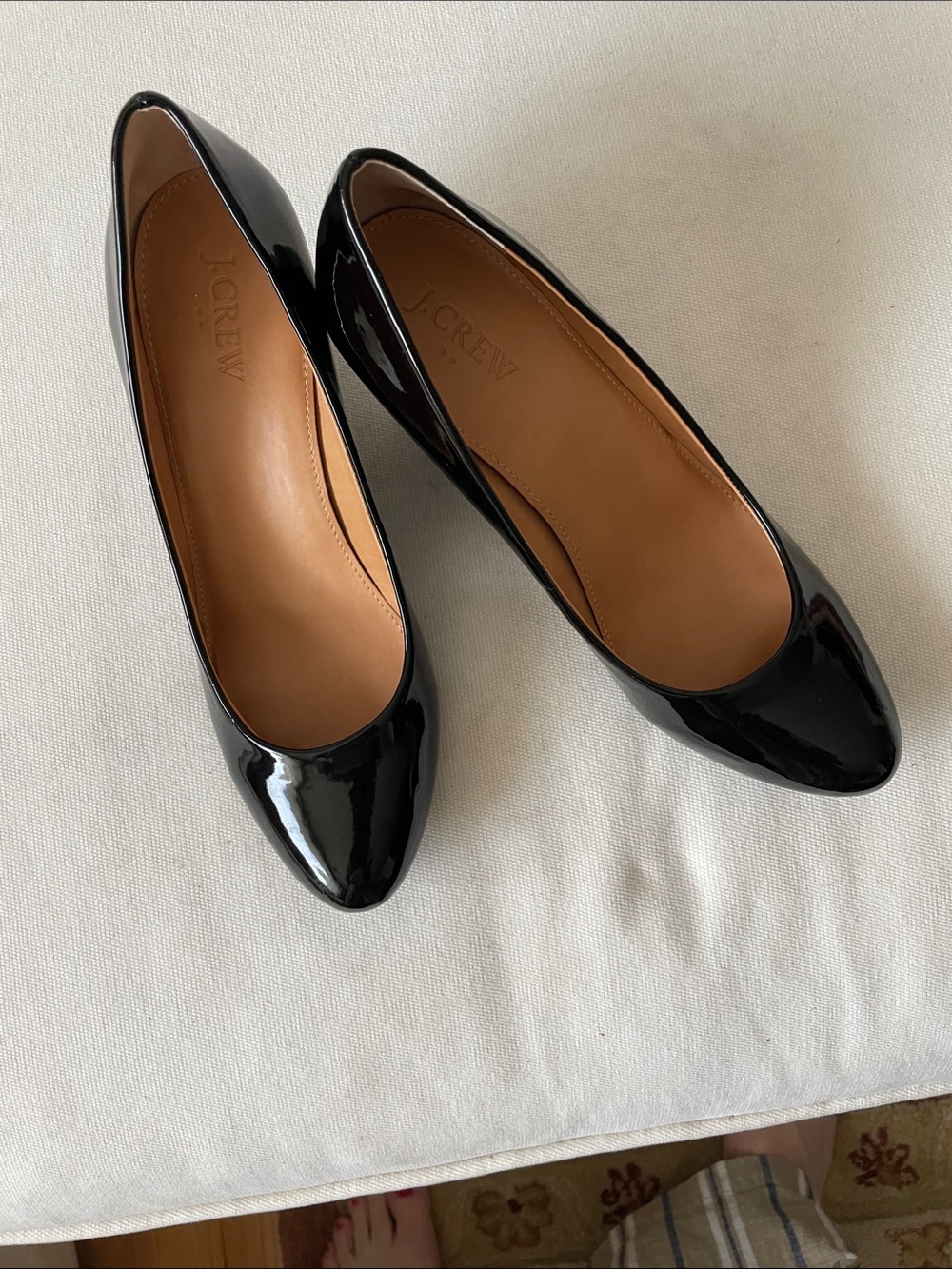 J. Crew Black Patent Leather Pointed-Toe Low Heels
